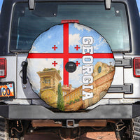 Georgia National Flag Spare Tire Cover Tbilisi Clock Tower Heritage Sky Art