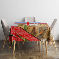 Georgia National Flag Tablecloth Tbilisi Clock Tower Heritage Sky Art