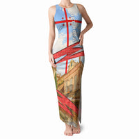 Georgia National Flag Tank Maxi Dress Tbilisi Clock Tower Heritage Sky Art