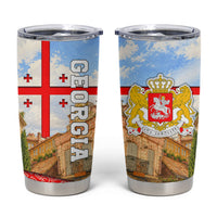 Georgia National Flag Tumbler Cup Tbilisi Clock Tower Heritage Sky Art