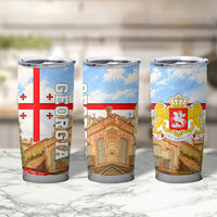 Georgia National Flag Tumbler Cup Tbilisi Clock Tower Heritage Sky Art