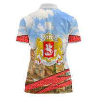 Georgia National Flag Women Polo Shirt Tbilisi Clock Tower Heritage Sky Art