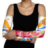 Dutch Republic Netherlands Arm Sleeves Patriotism Vintage Heraldic Crest Floral Tulip