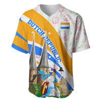 Dutch Republic Netherlands Baseball Jersey Patriotism Vintage Heraldic Crest Floral Tulip