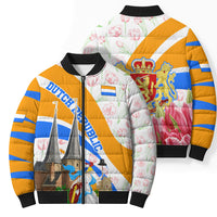 Dutch Republic Netherlands Bomber Puffer Jacket Patriotism Vintage Heraldic Crest Floral Tulip