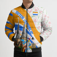 Dutch Republic Netherlands Bomber Puffer Jacket Patriotism Vintage Heraldic Crest Floral Tulip