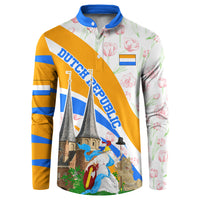 Dutch Republic Netherlands Button Sweatshirt Patriotism Vintage Heraldic Crest Floral Tulip
