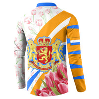 Dutch Republic Netherlands Button Sweatshirt Patriotism Vintage Heraldic Crest Floral Tulip