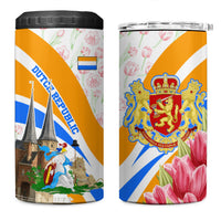 Dutch Republic Netherlands 4 in 1 Can Cooler Tumbler Patriotism Vintage Heraldic Crest Floral Tulip