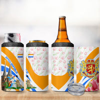 Dutch Republic Netherlands 4 in 1 Can Cooler Tumbler Patriotism Vintage Heraldic Crest Floral Tulip