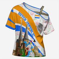 Dutch Republic Netherlands Cross Shoulder Shirt Patriotism Vintage Heraldic Crest Floral Tulip