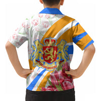 Dutch Republic Netherlands Kid Hawaiian Shirt Patriotism Vintage Heraldic Crest Floral Tulip