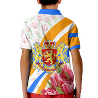 Dutch Republic Netherlands Kid Polo Shirt Patriotism Vintage Heraldic Crest Floral Tulip