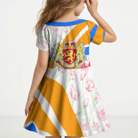 Dutch Republic Netherlands Kid Short Sleeve Dress Patriotism Vintage Heraldic Crest Floral Tulip