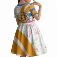 Dutch Republic Netherlands Kid Short Sleeve Dress Patriotism Vintage Heraldic Crest Floral Tulip