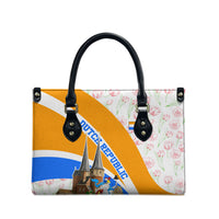 Dutch Republic Netherlands Leather Bag Patriotism Vintage Heraldic Crest Floral Tulip