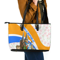Dutch Republic Netherlands Leather Tote Bag Patriotism Vintage Heraldic Crest Floral Tulip