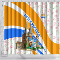 Dutch Republic Netherlands Shower Curtain Patriotism Vintage Heraldic Crest Floral Tulip