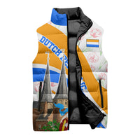Dutch Republic Netherlands Sleeveless Puffer Jacket Patriotism Vintage Heraldic Crest Floral Tulip