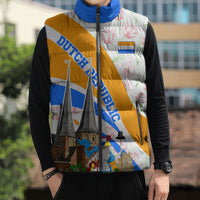 Dutch Republic Netherlands Sleeveless Puffer Jacket Patriotism Vintage Heraldic Crest Floral Tulip
