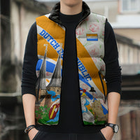 Dutch Republic Netherlands Sleeveless Puffer Jacket Patriotism Vintage Heraldic Crest Floral Tulip