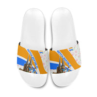 Dutch Republic Netherlands Slide Sandals Patriotism Vintage Heraldic Crest Floral Tulip