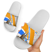 Dutch Republic Netherlands Slide Sandals Patriotism Vintage Heraldic Crest Floral Tulip