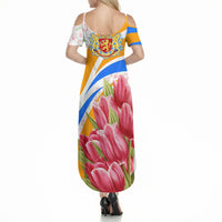 Dutch Republic Netherlands Summer Maxi Dress Patriotism Vintage Heraldic Crest Floral Tulip