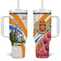 Dutch Republic Netherlands Tumbler With Handle Patriotism Vintage Heraldic Crest Floral Tulip