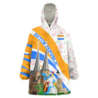 Dutch Republic Netherlands Wearable Blanket Hoodie Patriotism Vintage Heraldic Crest Floral Tulip