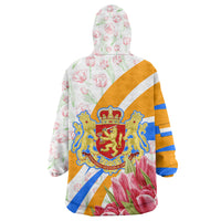 Dutch Republic Netherlands Wearable Blanket Hoodie Patriotism Vintage Heraldic Crest Floral Tulip