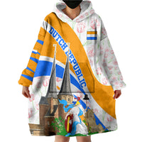 Dutch Republic Netherlands Wearable Blanket Hoodie Patriotism Vintage Heraldic Crest Floral Tulip