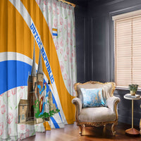 Dutch Republic Netherlands Window Curtain Patriotism Vintage Heraldic Crest Floral Tulip