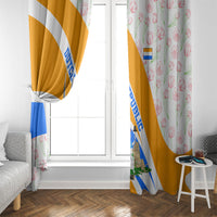 Dutch Republic Netherlands Window Curtain Patriotism Vintage Heraldic Crest Floral Tulip