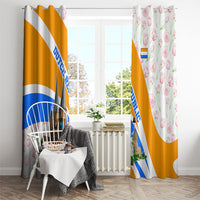 Dutch Republic Netherlands Window Curtain Patriotism Vintage Heraldic Crest Floral Tulip