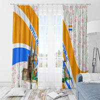 Dutch Republic Netherlands Window Curtain Patriotism Vintage Heraldic Crest Floral Tulip