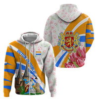 Dutch Republic Netherlands Zip Hoodie Patriotism Vintage Heraldic Crest Floral Tulip