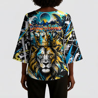 Saint Lucia Kings Cricket Kimono Sleeve Blouse Born To Lead Caribbean Cricket Graffiti Splash Art
