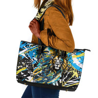 Saint Lucia Kings Cricket Leather Tote Bag Born To Lead Caribbean Cricket Graffiti Splash Art