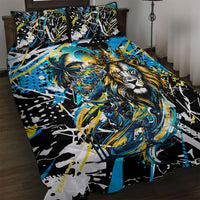 Saint Lucia Kings Cricket Quilt Bed Set Born To Lead Caribbean Cricket Graffiti Splash Art