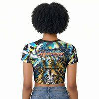 Saint Lucia Kings Cricket Raglan Cropped T shirt Born To Lead Caribbean Cricket Graffiti Splash Art