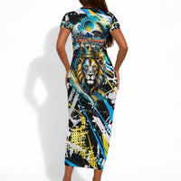 Saint Lucia Kings Cricket Short Sleeve Bodycon Dress Born To Lead Caribbean Cricket Graffiti Splash Art