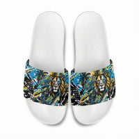 Saint Lucia Kings Cricket Slide Sandals Born To Lead Caribbean Cricket Graffiti Splash Art