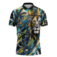 Saint Lucia Kings Cricket Zipper Polo Shirt Born To Lead Caribbean Cricket Graffiti Splash Art