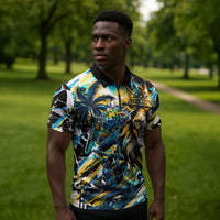 Saint Lucia Kings Cricket Zipper Polo Shirt Born To Lead Caribbean Cricket Graffiti Splash Art