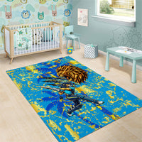 Saint Lucia Cricket Area Rug Kings Lion Unstoppable Mascot Art