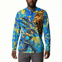 Saint Lucia Cricket Button Sweatshirt Kings Lion Unstoppable Mascot Art