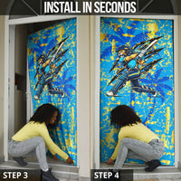 Saint Lucia Cricket Door Cover Kings Lion Unstoppable Mascot Art