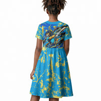 Saint Lucia Cricket Kid Short Sleeve Dress Kings Lion Unstoppable Mascot Art