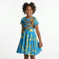 Saint Lucia Cricket Kid Short Sleeve Dress Kings Lion Unstoppable Mascot Art